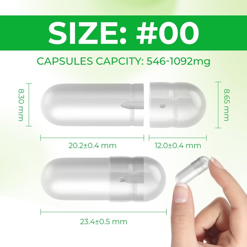 AngtaiJN Empty Vegan Capsules, 00 (1000 Pieces), Empty Capsules for