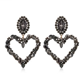 Clearine Heart Earrings Women's Marquise Crystal Rhinestone Wedding Bridal Drop Dangle Statement Earrings for Party Prom, Crystal