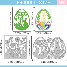 GLOBLELAND Easter Eggs Border Cutting Dies for DIY Scrapbooking Metal Rabbit Scene Cut Dies Flower Butterfly Frame Die Cuts for Card Making Embossing Photo Album Craft Decor