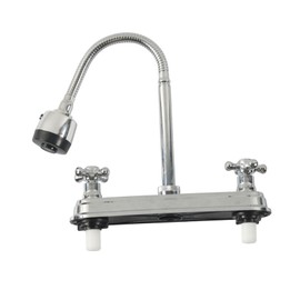 LOVIVER RV Kitchen Faucet Two Handle RV Bathroom Sink Faucet RV Kitchen Sink Faucet for Rvs Farmhouse Campers Motorhomes