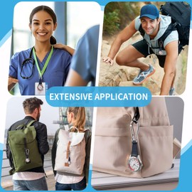 kodivenj Fob Watch, Pu Leather, Zinc Alloy Shell Pocket Watchs with Metal Buckle, Nurse Watchs with Luminous Hands