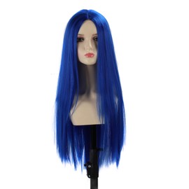 Pelucas Largas y Rectas, Peluca de Parte Media, Redecilla Incorporada Recta para Cosplay, Fiesta de Navidad y Citas (Azul marino)