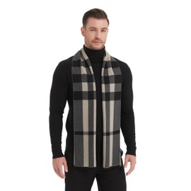 EP Mode Men's Winter Scarf, Cashmere Feel, Super Soft & Warm (Stripe Camel)