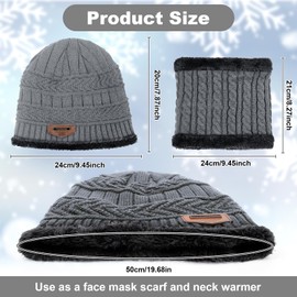 3 Pcs Boys Girls Winter Beanie Hat Scarf Gloves Set Thick Knitted Warm Toddler Winter Hat Mittens Neck Warmer for Kids