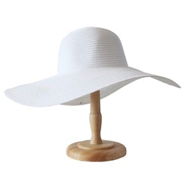 VASANA Straw Hat Women Wide Brim Foldable UV Protection Plain Beach Hat Sun Visor Straw Hat Summer Beach Hat Black, White