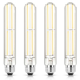 NOVELUX 7.3 Inch E26 Led Bulb 6W, Equal 80 Watt 4000K Neutral White Edison Bulbs Dimmable, T10 T9 Long Tubular Clear Glass Light Bulb 800LM for Vanity Pendant Pipe Wall Sconces - UL Cert 4Pack
