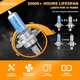 OQSNCV Fit for Toyota Tacoma 2012 2013 2014 2015 High Performance Halogen Headlight Bulbs, 9003/H4 Light Bulbs High/Low Beam + H11 Fog Light Headlamp Replacement Bulbs Kit 100W 4200K, Pack of 4