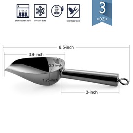 Mini Ice Scoop Set of 6, E-far 3 Ounce Platinum Black Stainless Steel Scoops for Candy/Flour/Sugar, Small Metal Scoops for Party/Canisters Jars/Kitchen Bar/Ice Maker, Rust Proof & Dishwasher Safe