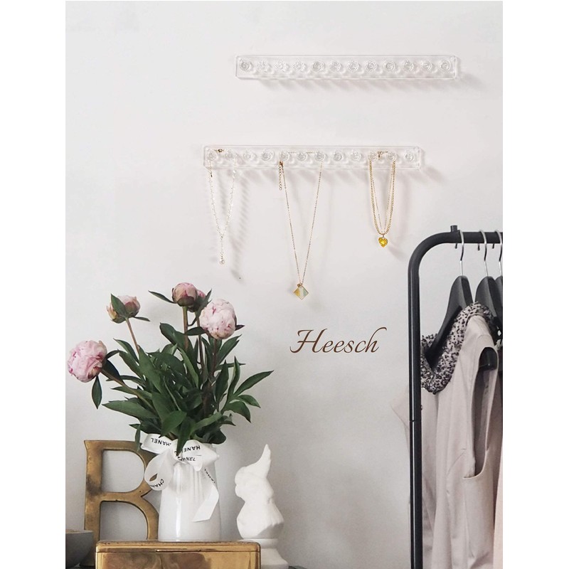 Heesch Necklace Holder, Acrylic Necklace Hanger, Wall Mount Necklace Organizer,