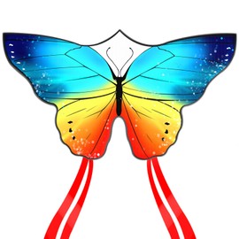 Butterfly Kite for Kids & Adults Easy to Fly, 55" x 28" Large Single Line Kite for The Beach, Easy Flying Kite Comes with 300 FT String Kite Handle