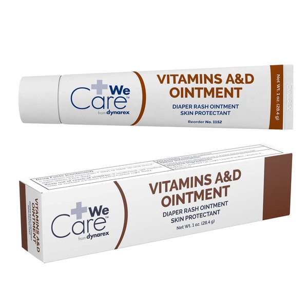 Dynarex Vitamins A & D Ointment, Ointment with Vitamin A and Vitamin D Helps Prevent & Treat Skin Irritation, Diaper Rash, White,1 oz. Tube
