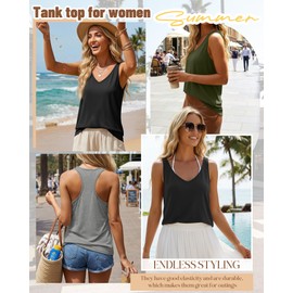 Huukeay 3 Pack Women's Racerback Tank Tops, Gray, Medium