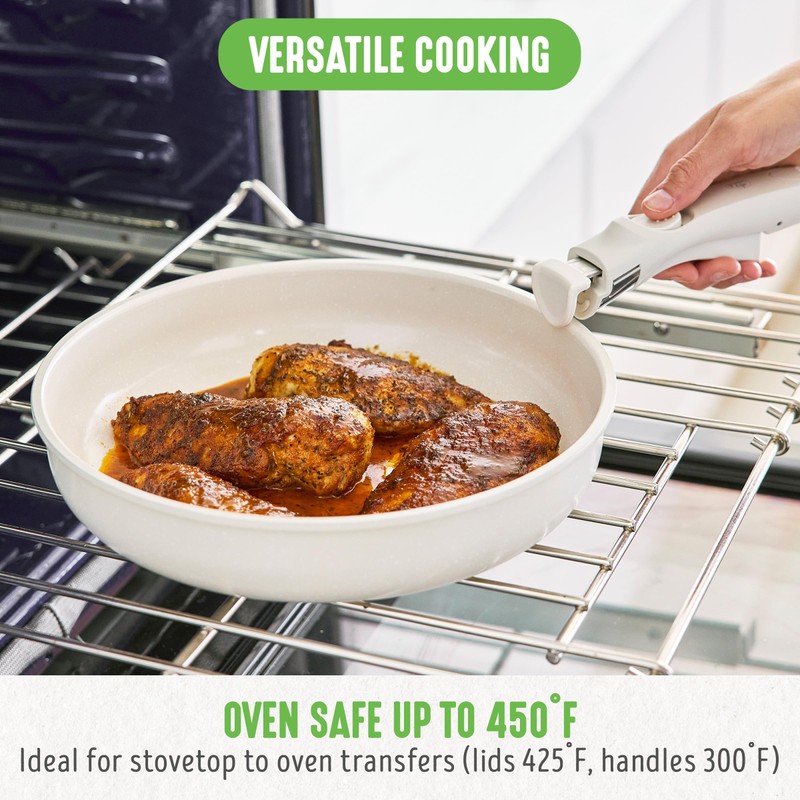 GreenLife 10 Piece Nonstick Pots & Pans Set, Detachable Handle