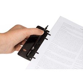 WEDO 67801 Double Plastic Hole Punch for Filing, for Use with 8 cm holes with 12 cm Scale, Black