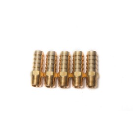 LTWFITTING Brass Barbed Fitting Coupler/Connector 1/4" Male BSPT x 1/2"(12mm) Hose Barb Fuel Gas Water (Pack of 5)