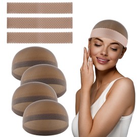 6 Pcs Wig Grip Band with Wig Caps For Women Non Slip Silicone Wig Band for Lace Front Secure Hold Wig Grip Cap for Glueless Elastic Hair Cap for Wigs with Headband Wig Bands Wig Accessories for Women