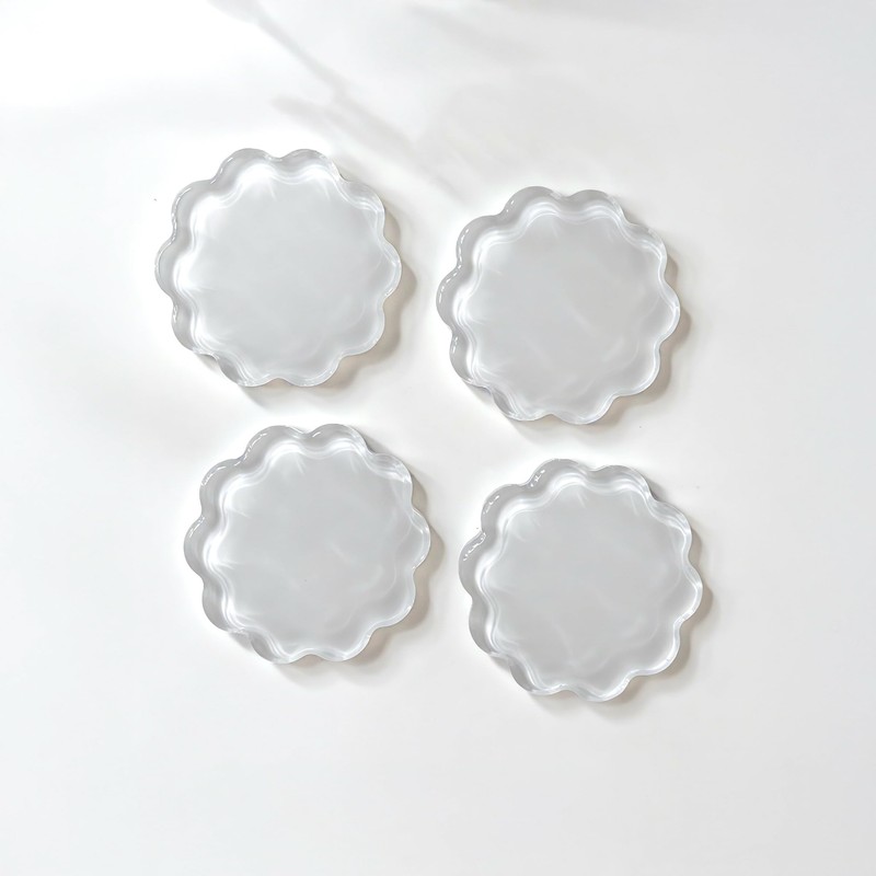 GRAHAM DESIGN Scalloped Acrylic Coasters with Circular Holder - 4