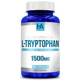 High Strength L Tryptophan Capsules | L Tryptophan Supplement for Sleep and Relaxation with 1500mg per Serving | Vegan Non-GMO Soy and Gluten Free | Made in US cGMP Labs (80 Servings)
