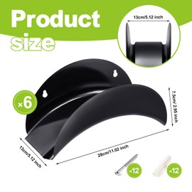 Thyle 6 Pcs Garden Hose Holder Heavy Duty Water Hose Holder Hose Hanger Wall Mount Metal Rustproof Black Hose Rack Storage Organizer Hose Brackets for Outside Garden Yard Lawn