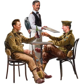 Mini Art 550035406 MiniArt 35406 1:35 Figure US Soldiers in Café (3) with Accessories Faithful Replica Model Building Plastic Kit Crafts Hobby Gluing Model Kit Assembly Unpainted