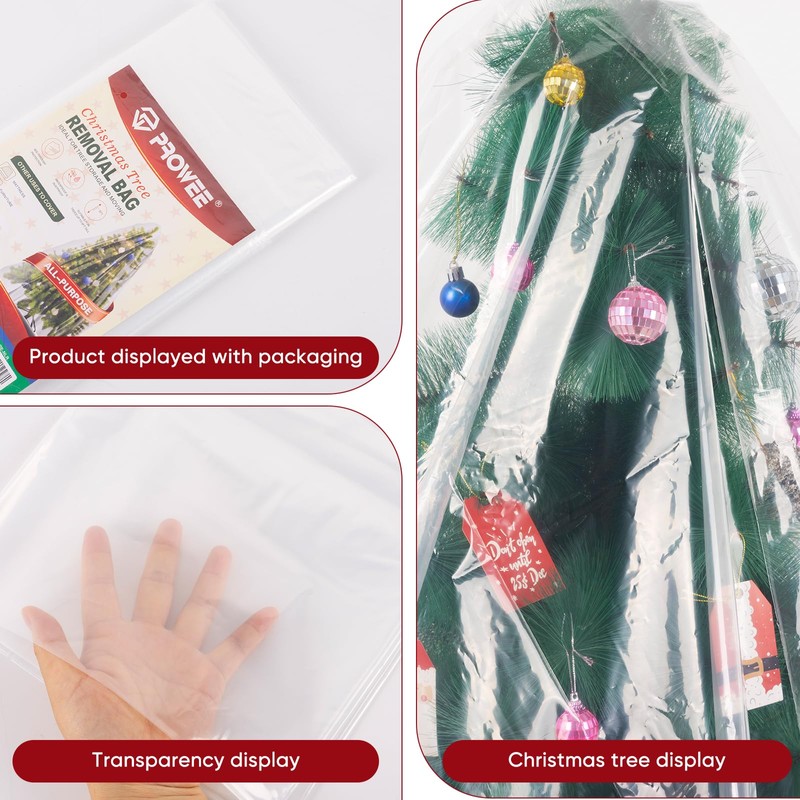 PROWEE 9FT Clear Christmas Tree Bag – Waterproof Upright Christmas