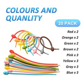 Boao Paquete de 20 bridas de silicona reutilizables, correas giratorias de 8 pulgadas para gestión de cables, cables de carga, organización de bolsas de cocina, bridas de goma flexibles con cierre
