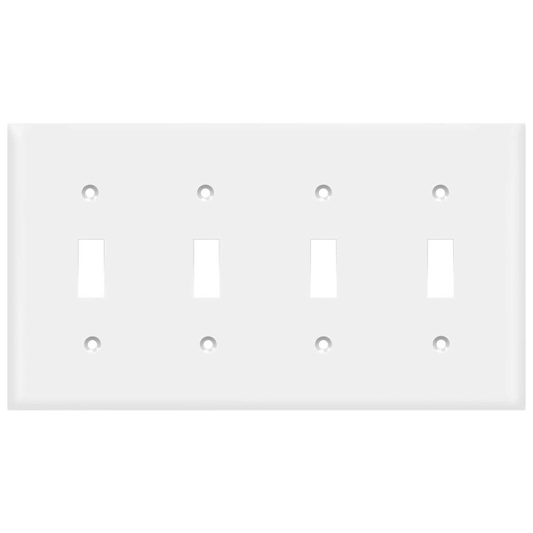 ENERLITES Quad Light Switch Wall Plate, Standard Size 4-Gang 4.50" x 8.19", Unbreakable Polycarbonate Thermoplastic, 8814-W, White
