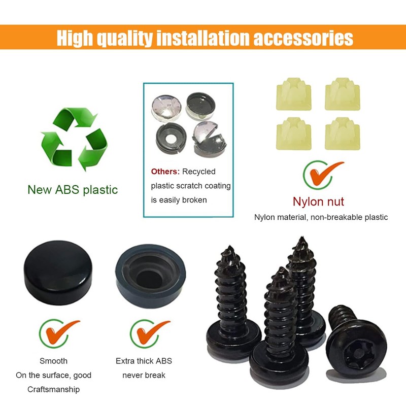 Car License Plate Screws Kit, Anti Theft Stainless Steel Car