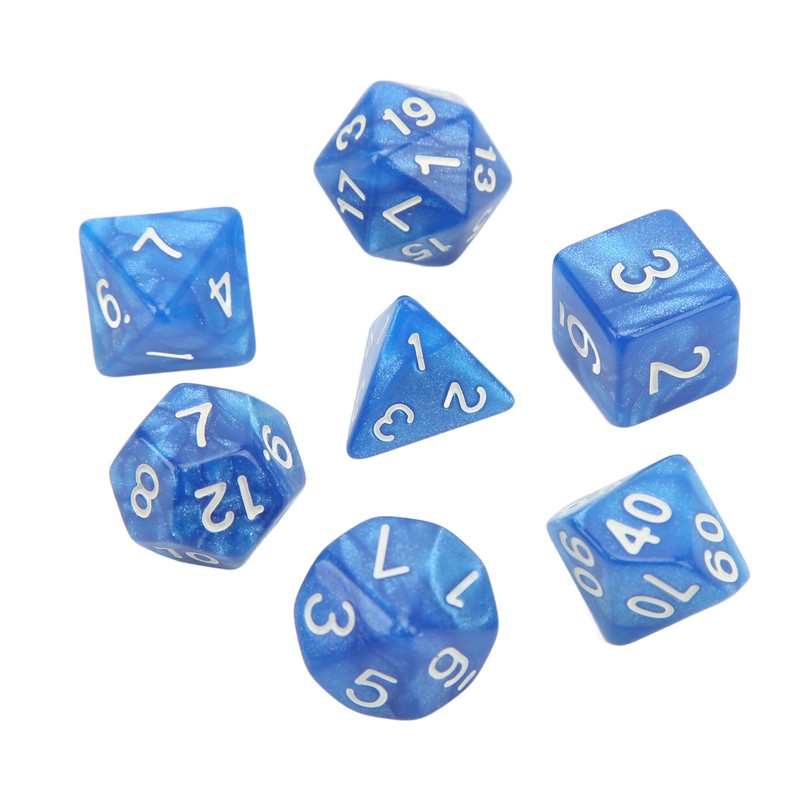 35Pcs Plastic Dice Kit Pearl Pattern White Numbers Polyhedral Dices