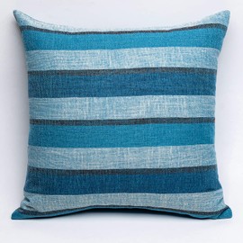 NATUS WEAVER 2 Pieces Decorative Classic Retro Stripe Throw Pillow Cover with Hidden Zipper Soft Faux Linen Modern Farmhouse Cushion Case for Sofa Bedroom Car 20 x 20 Inch Multi Blue