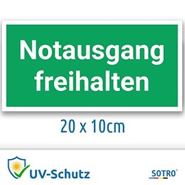 Notausgang freihalten sticker, 20 x 10 cm, UV protection, emergency exit sign, escape route / rescue route