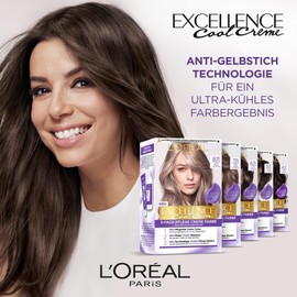 L'Oréal Paris Permanent Hair Colour, Ultra Cool Colour Result, 100% Grey Hair Coverage, Set with Excellence Cool Cream Colour, Shampoo and Care Cream, No. 5.11 Ultra Cool Light Brown