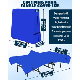 OUTTDID Outdoor Ping Pong Table Cover, 600D Waterproof Sunproof Indoor & Outdoor Fits Universal Folding Tables and Flat 9x5 FT Tables Tennis