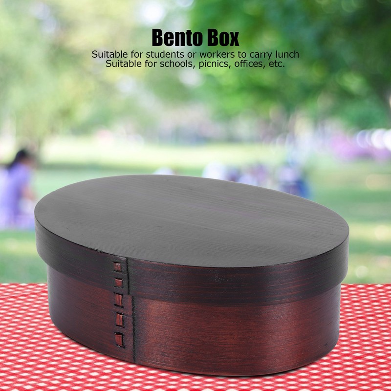 17.5x13.5cm Lunch Box Wooden Bento Box Portable Food Container for