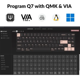 Keychron Q7 70% Layout Hot-Swappable RGB Wired Custom Mechanical Keyboard Compatible with Mac Windows Linux, QMK/VIA Programmable Macro Gateron G Pro Brown Switch Double Gasket Kit Full Aluminum-Blue