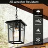 DOCIUEON Outdoor Hanging Light, Farmhouse Black Porch Pendant Lantern with
