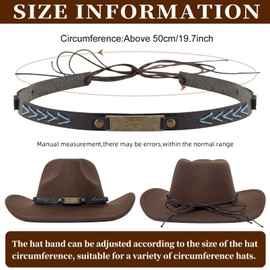 nemokamai Cowboy Hat Bands for Men Women, Leather Hatbands Belt for Cowboy/Western/Fedora/Cowgirl Hats Multicolor