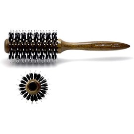 HERCULES SÄGEMANN - 9028 Round Brush | Nourishing Natural Hair Brush | Wild Boar Bristle Brush with Polyamide Pins | Allows easy blow-drying and styling of voluminous hairstyles | Dark Wood