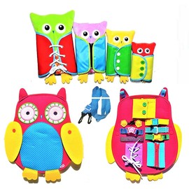 TOKIX Montessori Toy, Button Practice Toy, 1 Year Old, Birthday Gift, Educational Toy, Button, Fingertip Education, Theatrical Tailoring, Owl and Forest Classroom