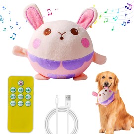 LAIAMER Interactive Plush Dog Toys, Interactive Puppy Toy Bouncing Rolling Dog Ball Remote Control Dog Toy with Music, Self Moving Pet Toy for Small/Medium/Large Bored Dog to Keep Them Busy(Rabbit)