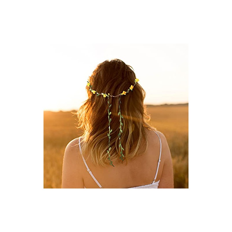 10 Pcs Flower Crown Headbands, Multicolor Boho, for Wedding