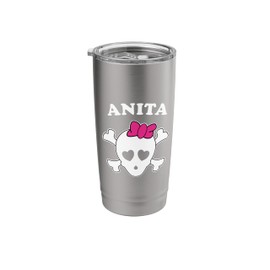 Anita First Name Design: Pirate Flag and Hair Bow Stainless Steel Insulated Tumbler