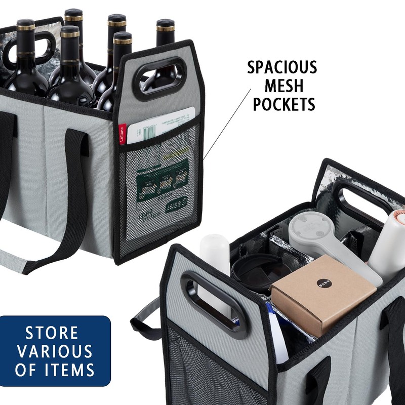 LUILANC Collapsible 6 Bottle Wine Carrier Storage Box Reusable Portable