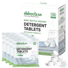 Shinyclean Detergent Tablets For Baby Bottle Washer,120Pcs, Removes Milk Residue & Odor, Safe & Non-toxic,Compatible with Momcozy, Grownsy,Baby Brezza and All Brands Bottle Washers