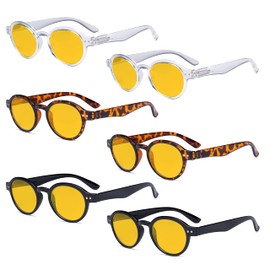 Eyekepper 6 Pairs Blue Light Blocking Readers Oval Computer Reading Glasses Amber Tinted +2.50