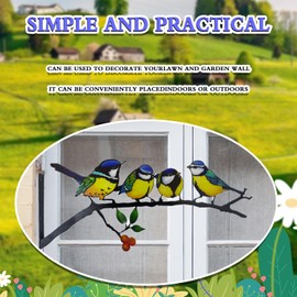 Yoohspoe 2 Pcs Metal Hummingbird Sculpture on Branch with Birdhouse 3D Colorful Wall Art Decor for Garden & Patio Indoor Fence Decorations Outdoor Unique Yard Ornament (Eight Birds)
