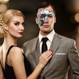 KEFAN KEFAN Mens Mask Masquerade Mask Phantom of The Opera Half Face Mask (Silver Black)