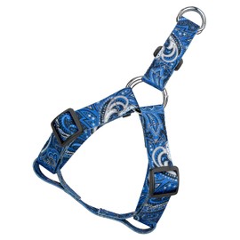 Country Brook Petz - Blue Paisley Step-in Dog Harness - Paisley Collection Featuring Classy Designs (5/8 Inch, Small)