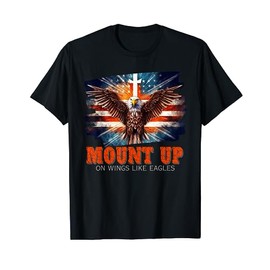 Christian Mount On Wings Eagle Flag Cross Jesus for Men T-Shirt