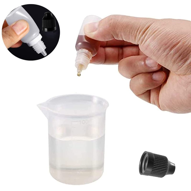Yalbdopo 50Pcs, 10Ml Empty Plastic Dropper Bottles Portable White Squeezable